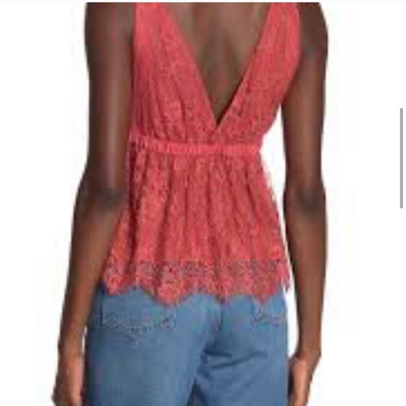 Free People Chante Lace Tank Top Red NWT - Picture 3 of 9